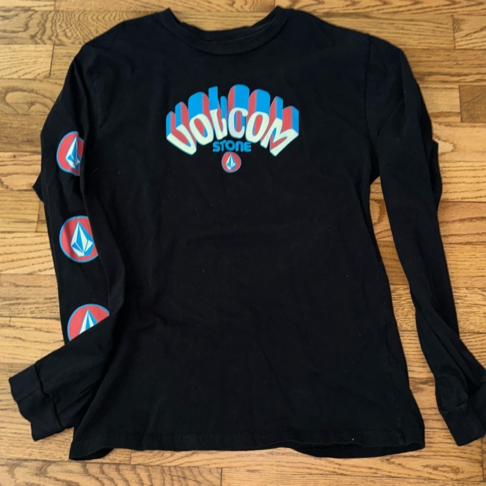 Volcom kids large black long sleeve tee